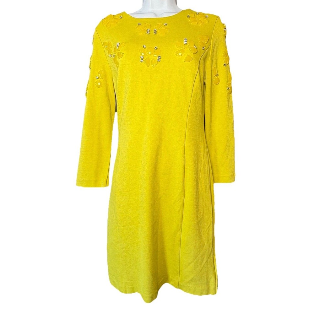 KATE YOUNG for Target Bright Lemon Lime Long-sleeved Dress Small Crystal Detail